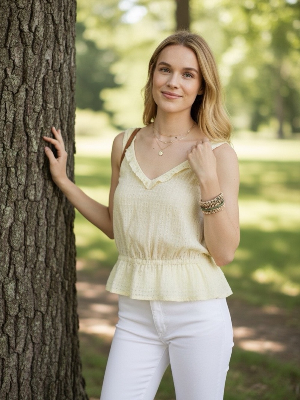 Cloth & Stone Linen Peplum Tank Top by Anthropologie Size Medium & Large